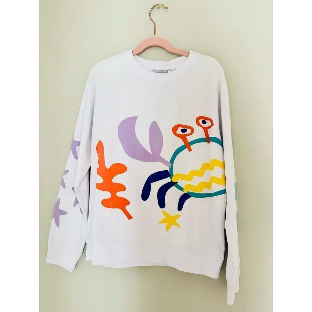 NWT  Stella McCartney Print Cotton Fleece Sweatshirt featuring a crab design Siz